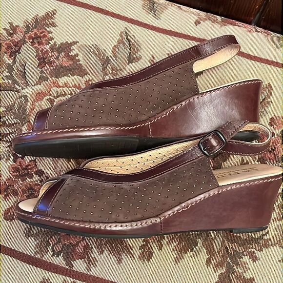 La Plume Leather Open Toe Sling Back Sandals Brown Ladies size 38 - Picture 8 of 16